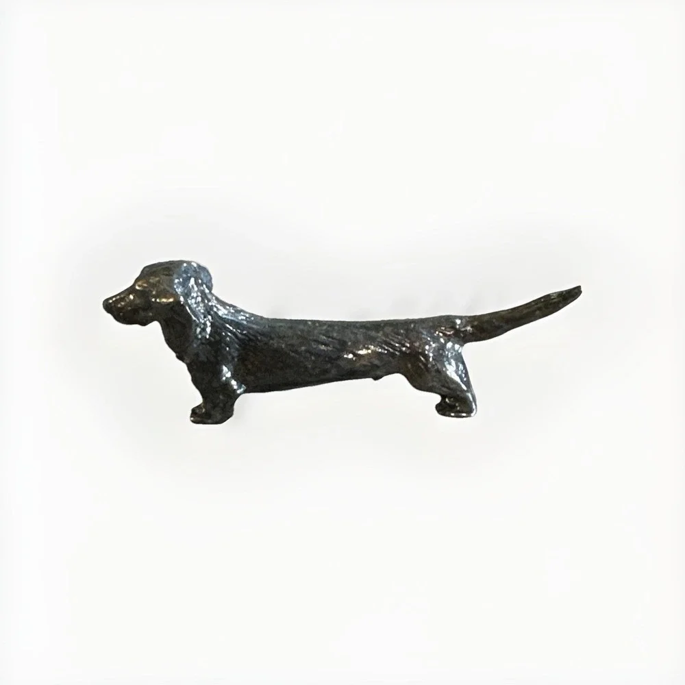 Miniature‎ Dachshund Wiener Dog Dark Gray Cast Metal Trinket Figurine 2.75